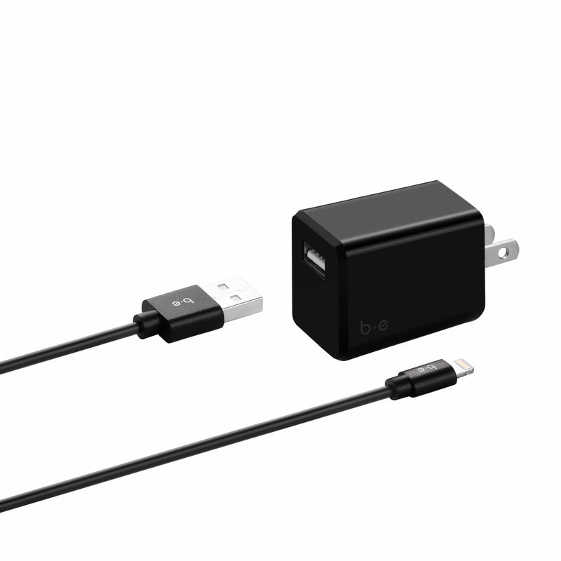 Blu Element Wall Charger Single 2.4A with Lightning Cable Black