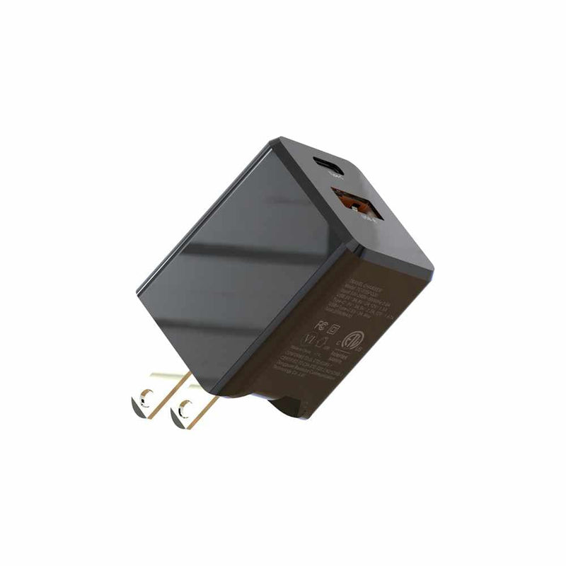 BEWCA20WB Wall Charger Dual USB-C 20W PD and USB-A Black