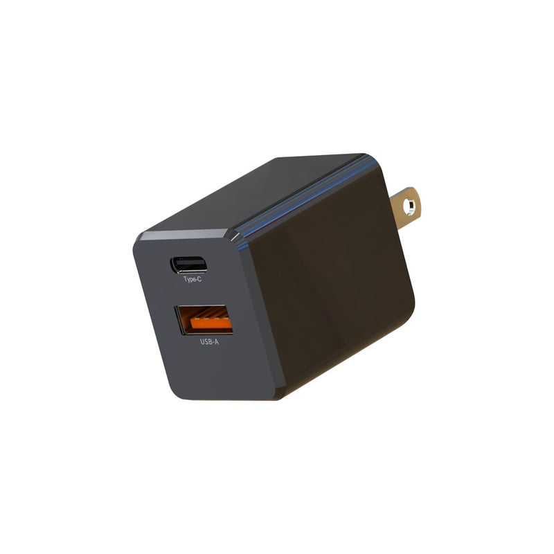 BEWCA20WBB Wall Charger Dual USB-C 20W PD and USB-A Bulk Black