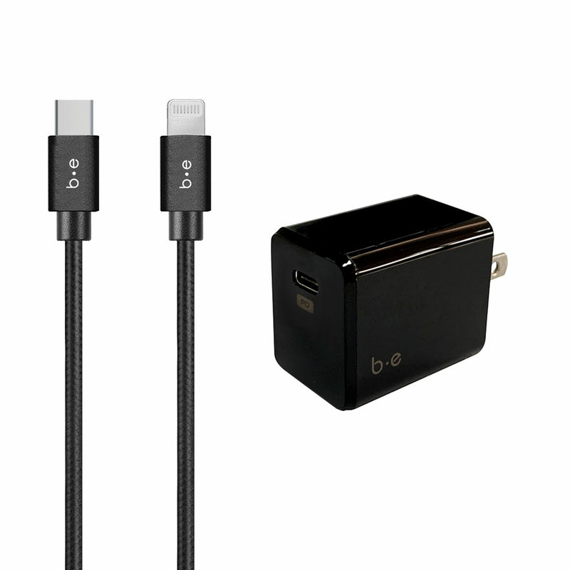 Blu Element Wall Charger USB-C 20W PD with Lightning Cable 4ft Black