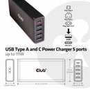 CAC1903US USB and USB-C Power Charger/5 Ports up to 111W USB-C Charging Cable Inclusive Black