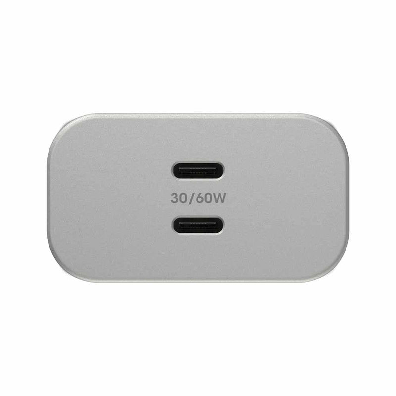 OtterBox Premium Pro Dual USB-C Wall Charger 60W GaN Lunar Light (White)