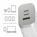 OtterBox Premium Pro Dual USB-C Wall Charger with extra USB-A 72W (USB-C 30WX2 + USB-A 12W) Lunar Light (White)