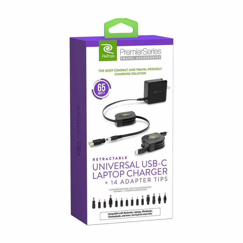 ETCHGNBC65U Charger 65W with 14 Tips + 6 inch USB-C Cable Black