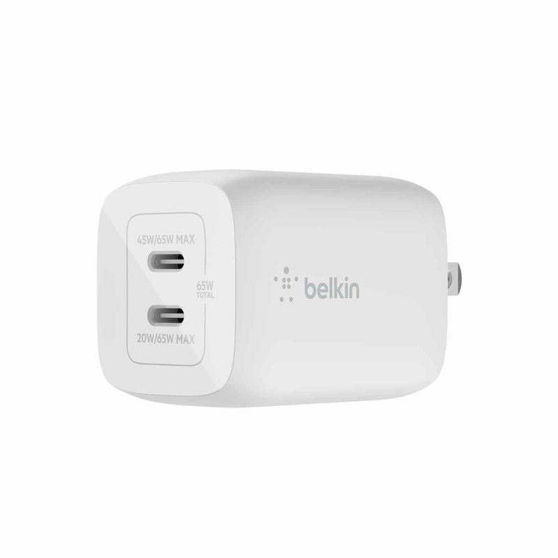 WCH013dqWH 65W Dual USB-C Wall Charger White