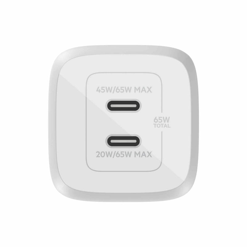 WCH013dqWH 65W Dual USB-C Wall Charger White