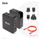 Club3D International Travel Charger 140W GaN  Four Port USB-A( 1x)/USB-C(3x)/PPS + PD 3.1 Black