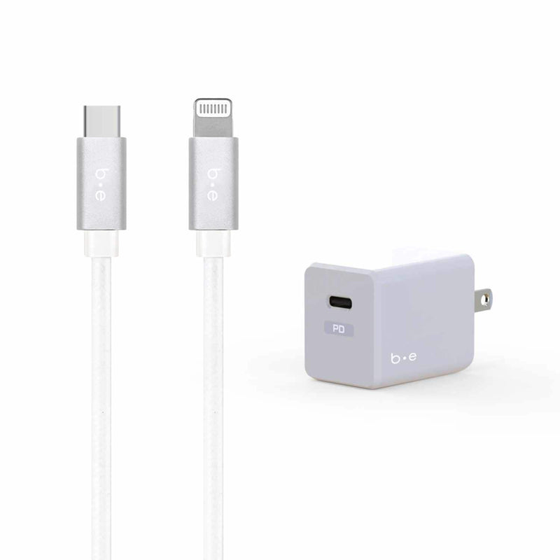 BEWCA20W4LW Wall Charger USB-C 20W PD USB-C to Lightning Cable 4ft White
