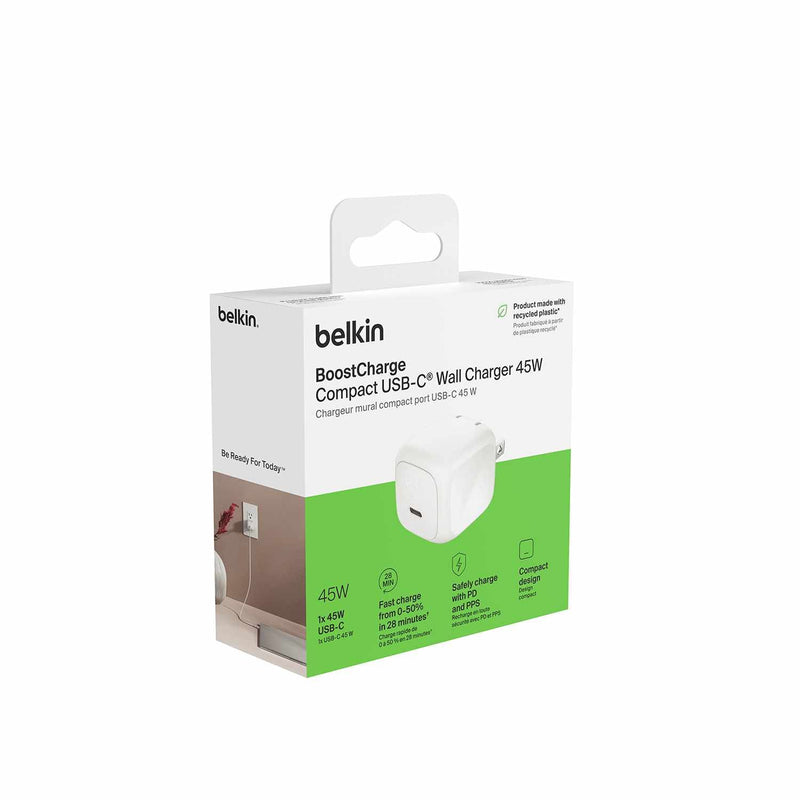 Belkin BoostCharge Compact USB-C Wall Charger 45W White