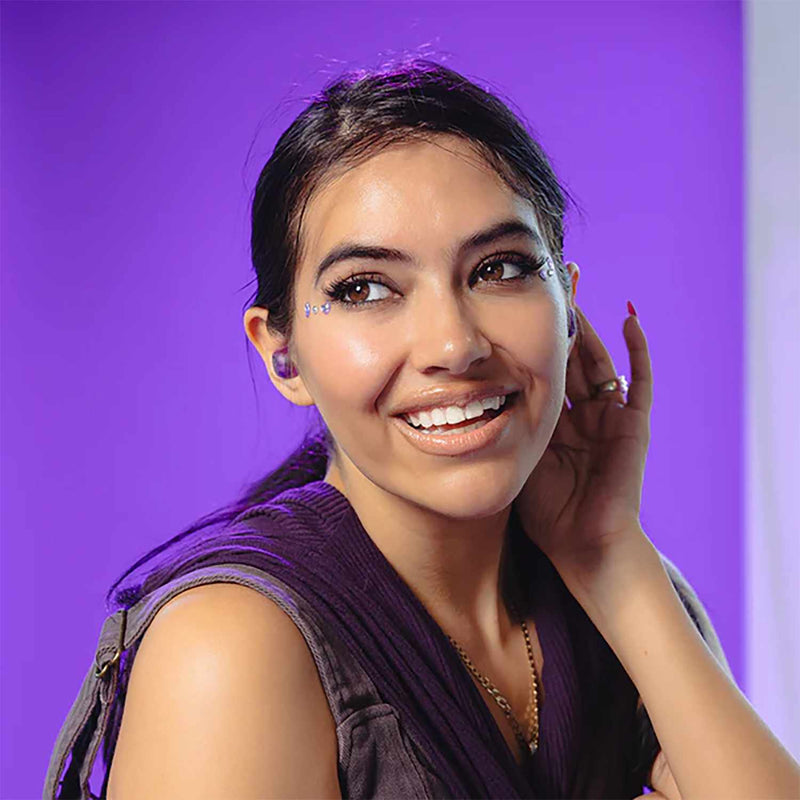 JLab Go Pop True Wireless Earbuds with Active Noise Cancellation Transparent Purple