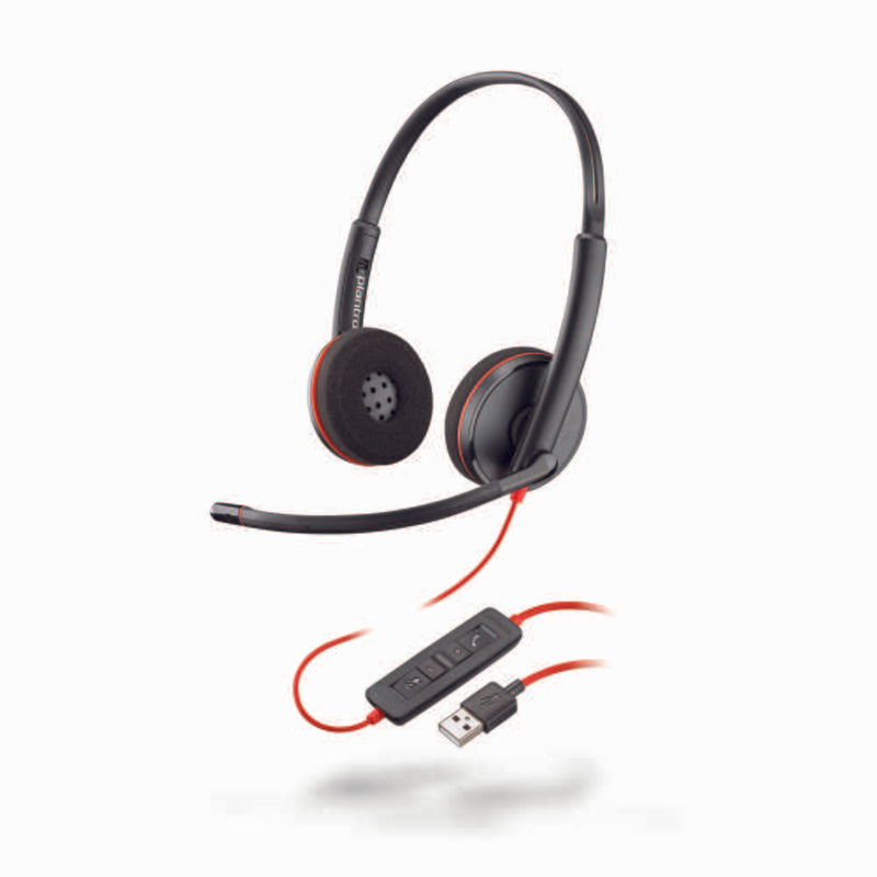 Poly Blackwire C3220 Wired On-Ear Headphones with USB-A Connector Black