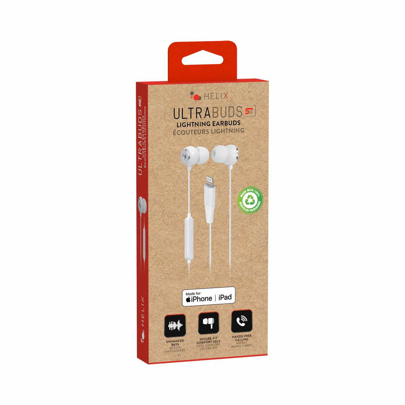 ETHAUDLTE Helix Eco Lightning Ultra Earbuds White