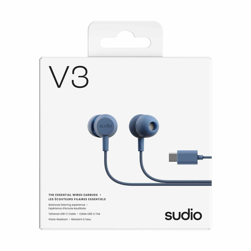 V3BLU V3 Wired Earbuds Blue