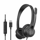 Bulk Packaging Stereo Boom Wired Headphones with Mic and USB-C Connector Black in Bulk