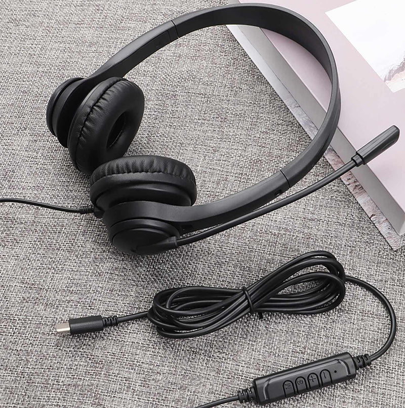 KYADHP1225CBK Stereo Boom Wired Headphones with Mic and USB-C Connector in Bulk Black