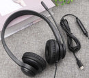 Bulk Packaging Stereo Boom Wired Headphones with Mic and USB-C Connector Black in Bulk