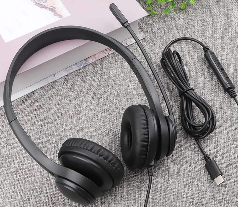 KYADHP1225CBK Stereo Boom Wired Headphones with Mic and USB-C Connector in Bulk Black