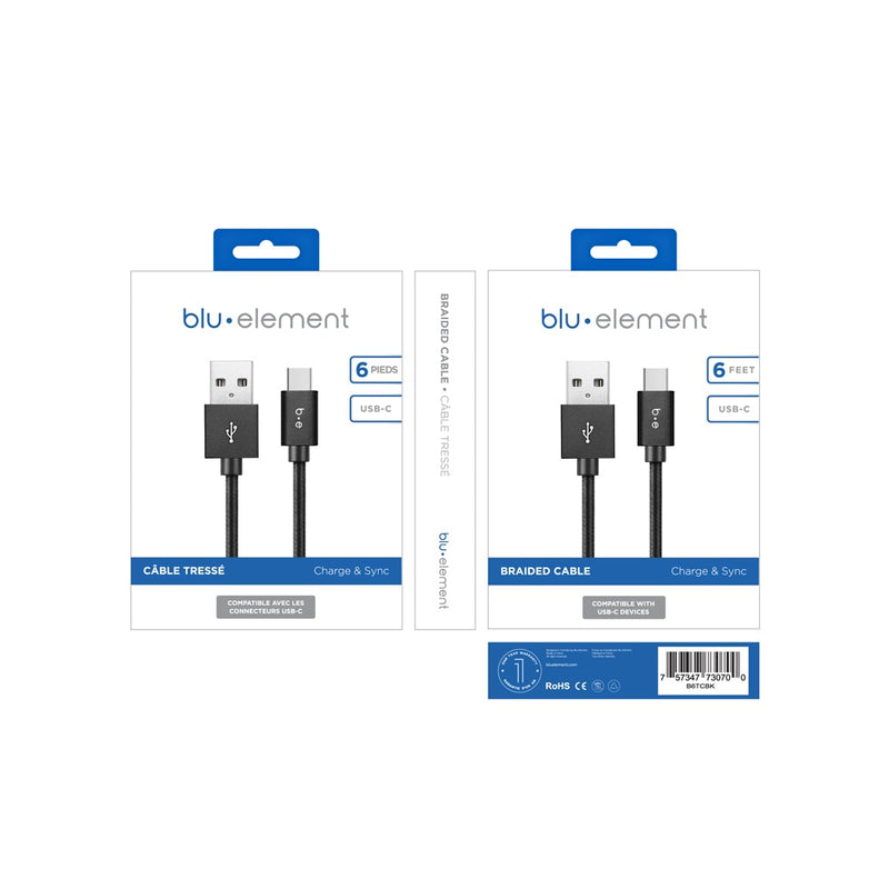 B6TCBK Braided Charge/Sync USB-C to USB-A Cable 6ft Black