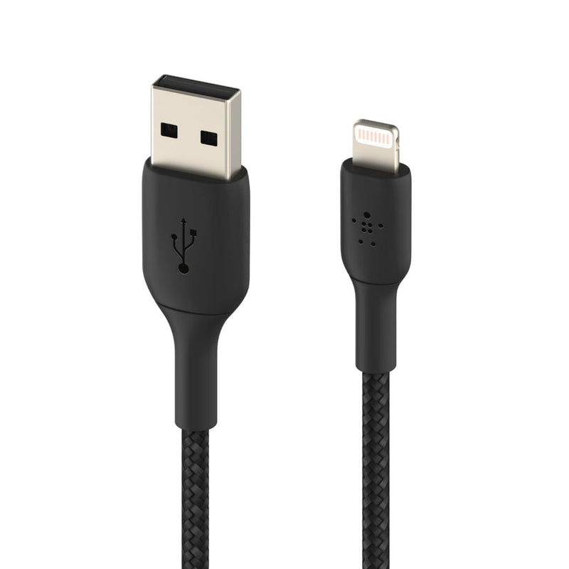 CAA002bt1MBK BoostCharge Braided Lightning to USB-A Cable 4ft Black