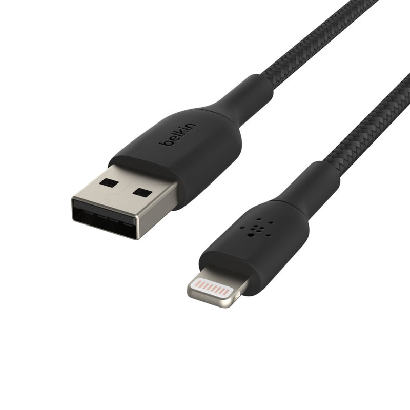 CAA002bt1MBK BoostCharge Braided Lightning to USB-A Cable 4ft Black