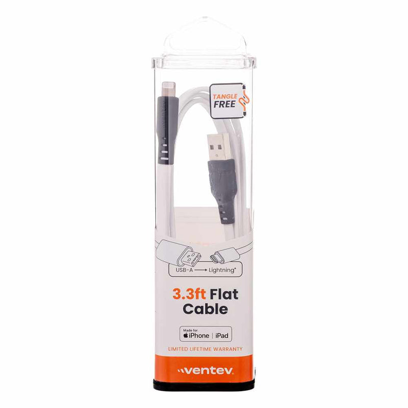 Ventev Charge/Sync Flat Lightning Cable 3.3ft White