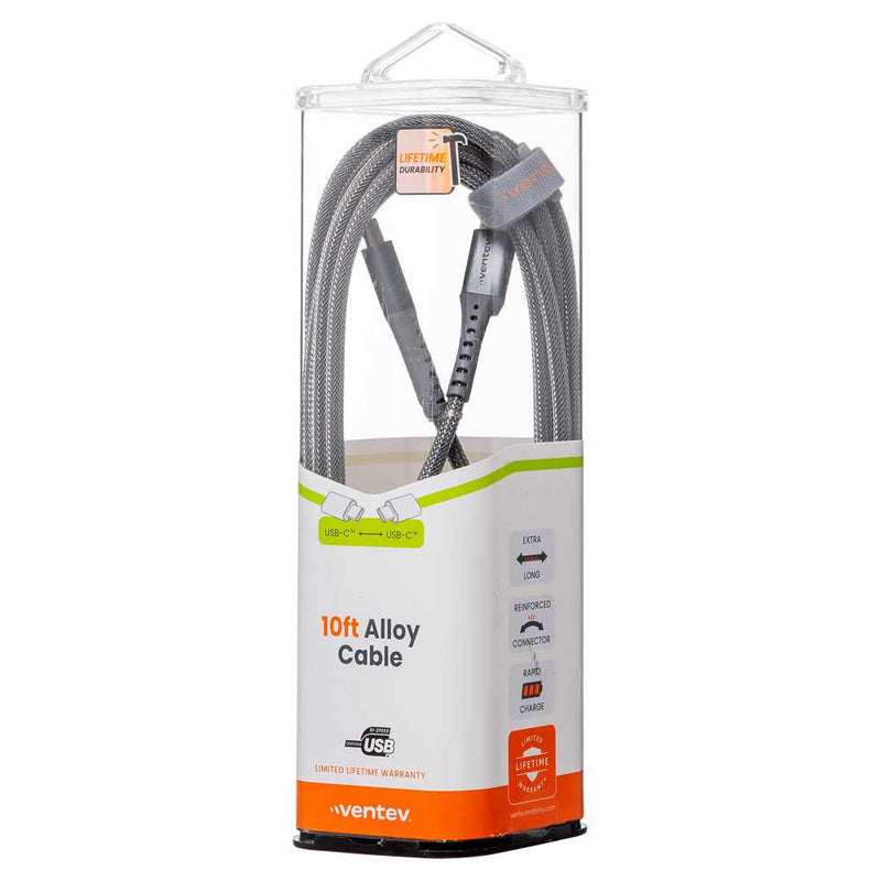 AC10STL256518 ChargeSync Alloy USB-C to USB-C Cable 10ft Steel
