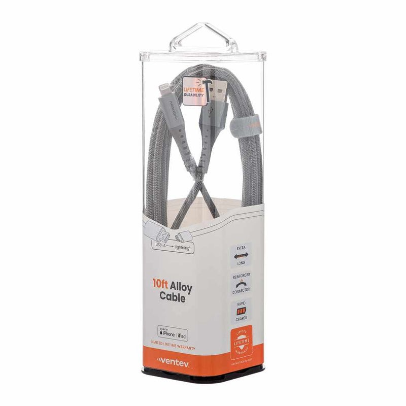 AC10STL256517 ChargeSync Alloy Lightning Cable 10ft Steel