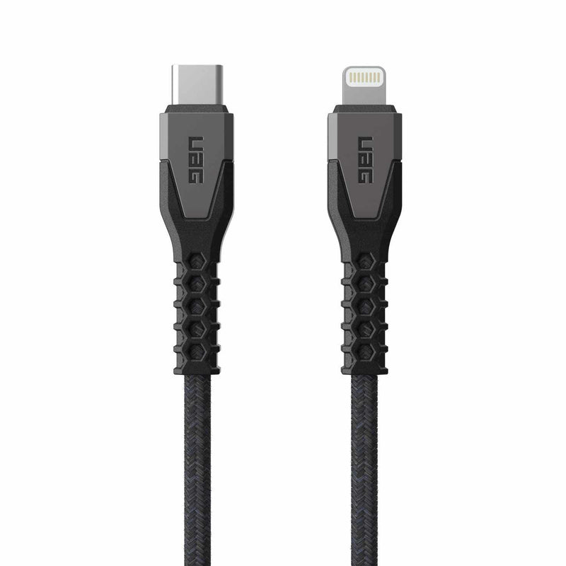 9B4414114030 Rugged Kevlar Core USB-C to Lightning Charge/Sync Cable 5ft Black/Grey