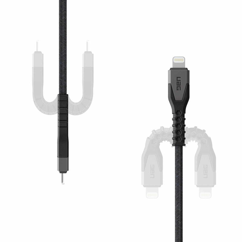 9B4414114030 Rugged Kevlar Core USB-C to Lightning Charge/Sync Cable 5ft Black/Grey
