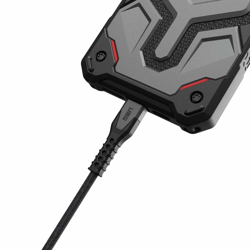 9B4414114030 Rugged Kevlar Core USB-C to Lightning Charge/Sync Cable 5ft Black/Grey