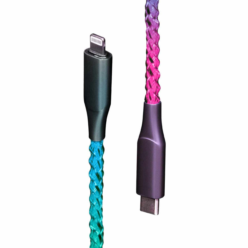 ETHCLTLED Lucid Charge LED Lightning to USB-C Cable Multi-Color