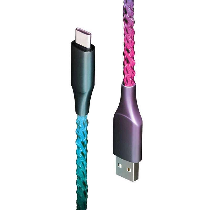 ETHACLED Lucid Charge LED USB-A to USB-C Cable Multi-Color