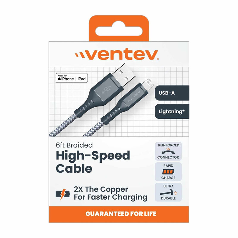 BC6GRY262893 High Speed USB-A to USB-C Braided Cable 6ft Grey
