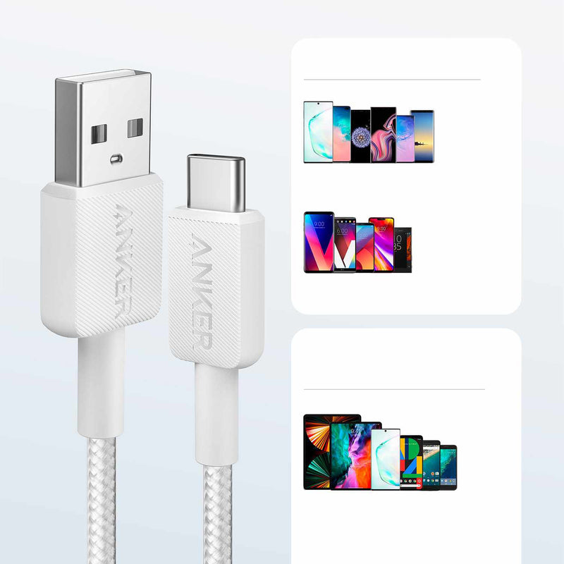 A81H5H215 USB-A to USB-C 3ft Braided Cable White