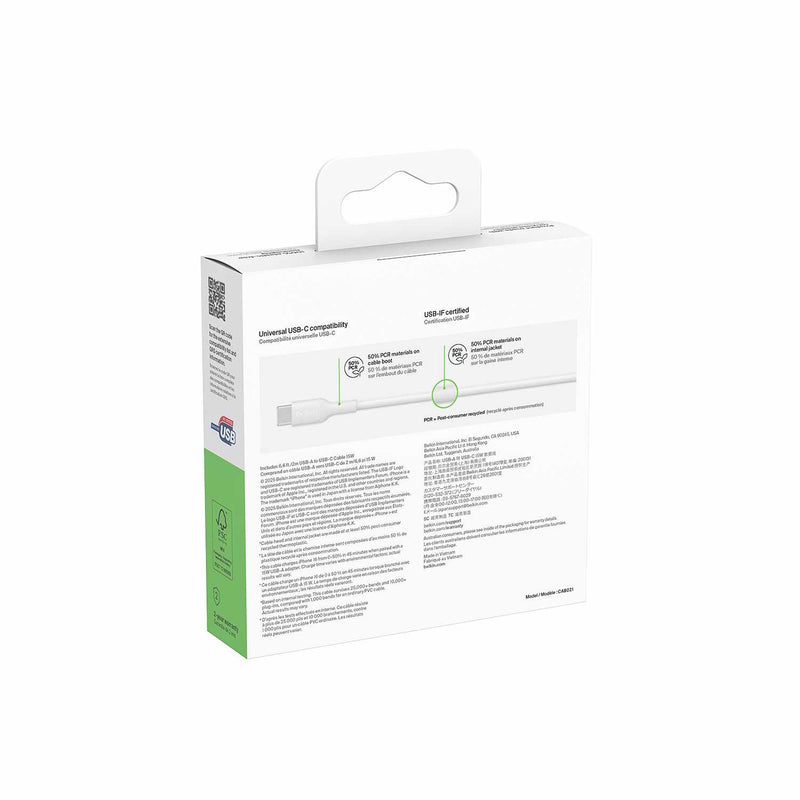 CAB021fq2MWH Boostcharge USB-A to USB-C Cable 2 M (15W) White