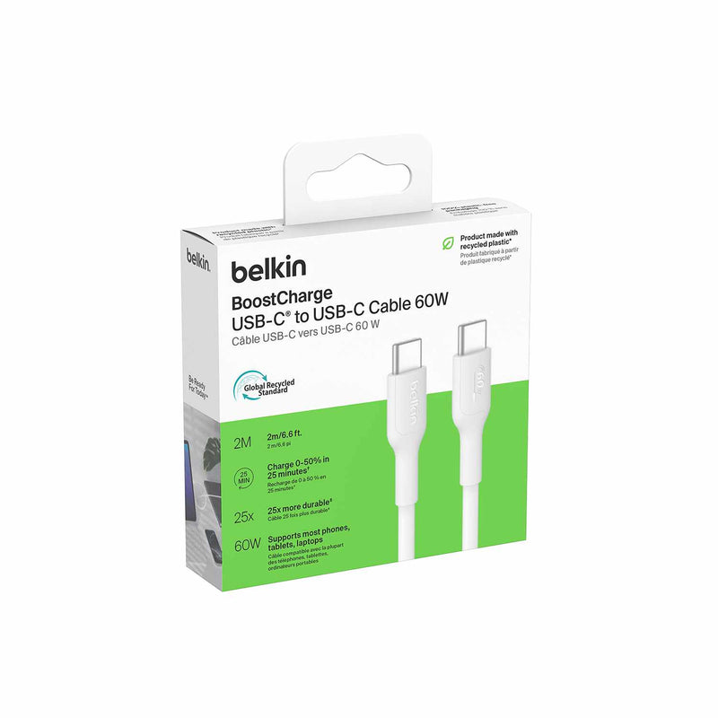 CAB023fq2MWH Boostcharge USB-C to USB-C Cable 2 M (60W) White