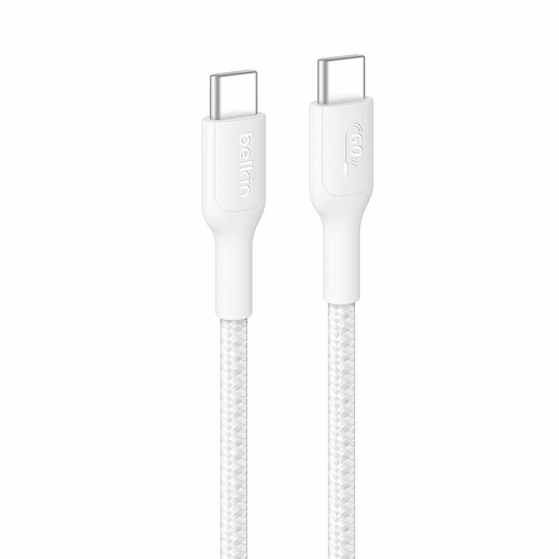 CAB024fq1MWH BoostCharge Braided USB-C to USB-C Cable 1 M (60W) White