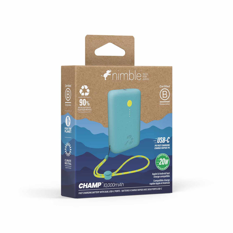 NBCPC10K2C11469 Champ 10000 mAh 20W PD Battery Dual USB-C Shorebreak Blue