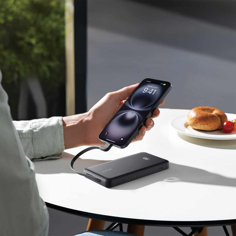 A110DH115 10K 22.5W Built-In USB-C Cable Zolo Power Bank Black