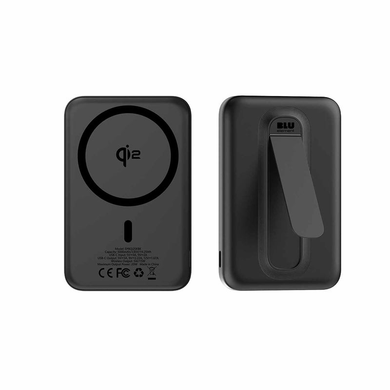 Blu Element Qi2 Wireless Power Bank with Kickstand 5K Black