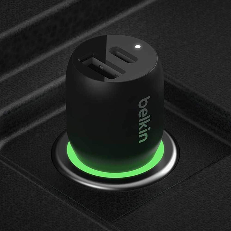CCB004btBK 37W Dual USB-C/USB-A Power Delivery PPS Car Charger Black