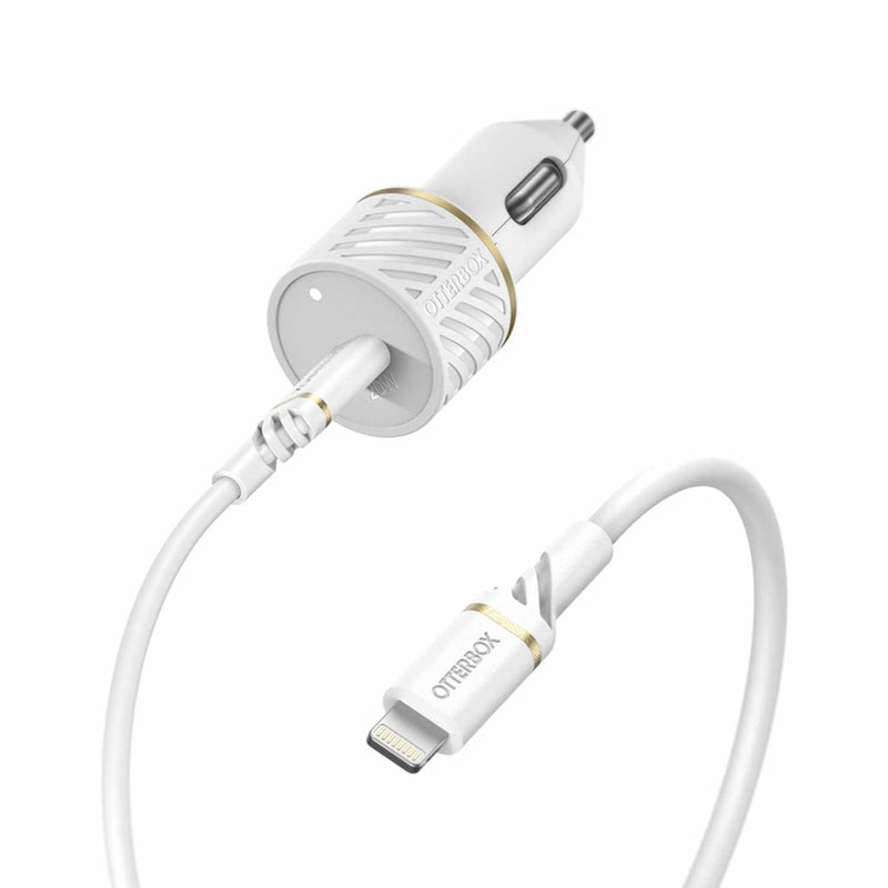 OtterBox Fast Charge Power Delivery Car Charger USB-C 20W with Lightning Cable 3.3ft White