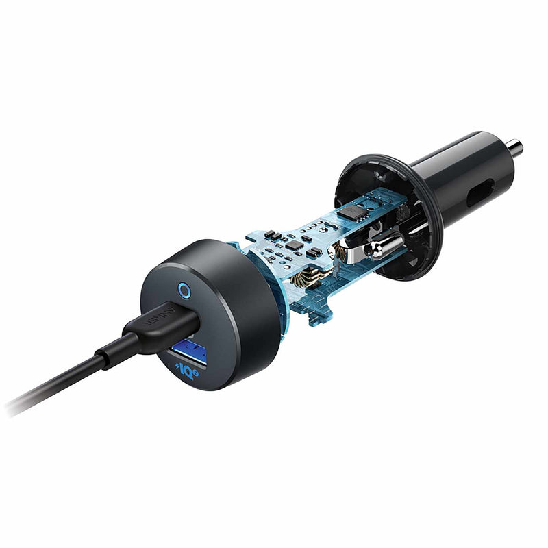 B2732HF15 35W Car Charger 2-Port USB-A/USB-C with USB-C Cable Black