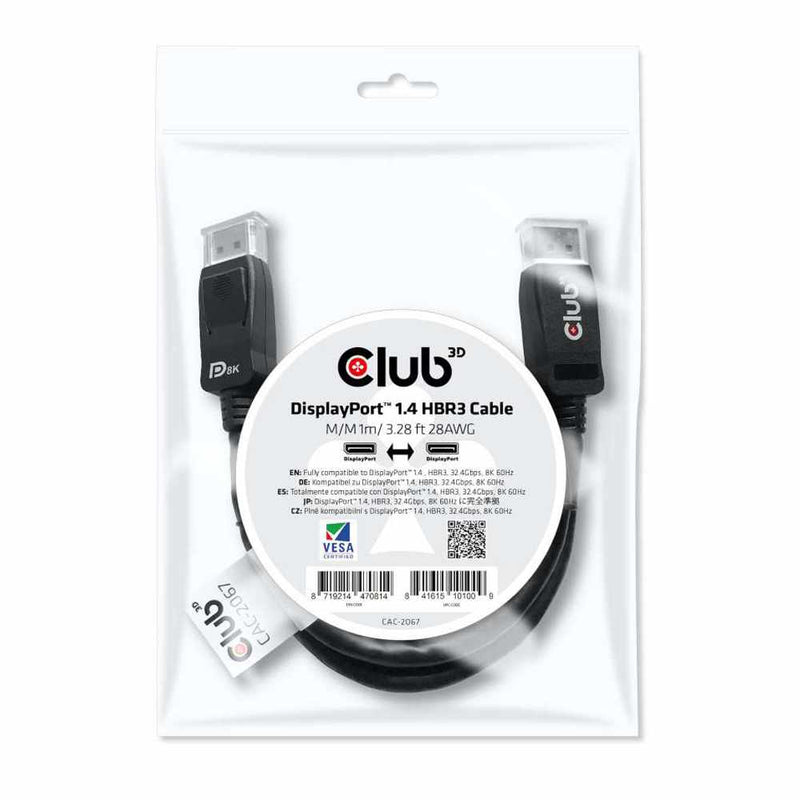 CAC2067 DisplayPort 1.4 HBR3 Cable M/M 1m/3.28ft Black