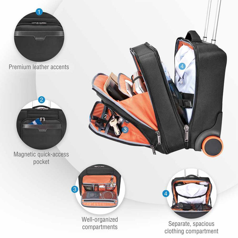 EKB440 Journey Laptop Trolley Rolling Briefcase 11-16 inch Black
