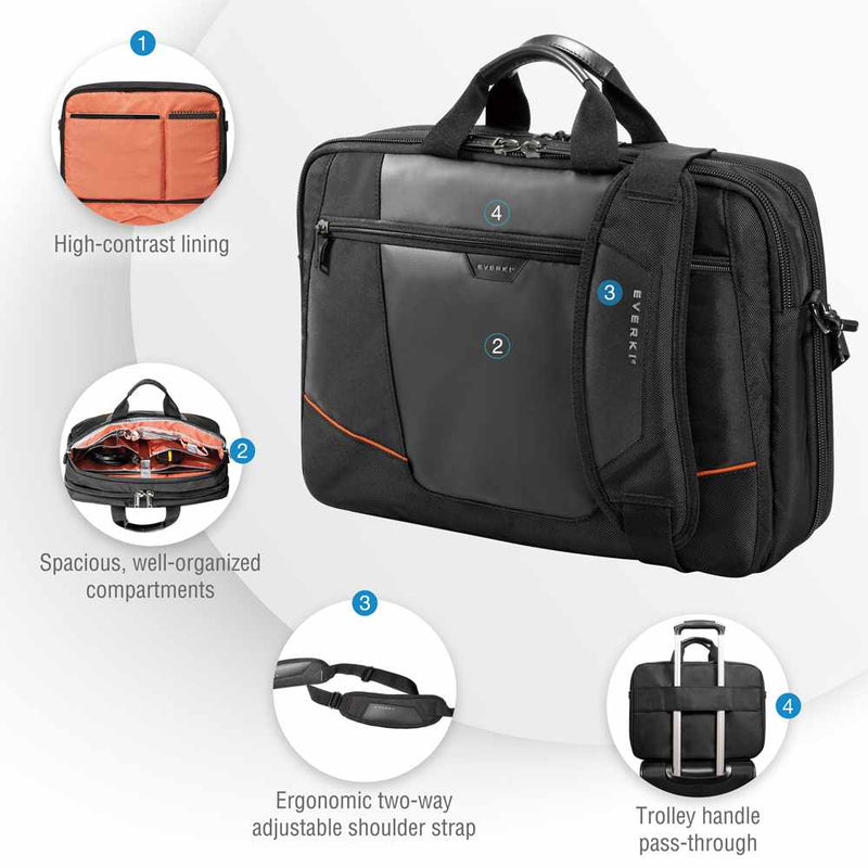 EKB419 Flight Laptop Bag-TSA Friendly Briefcase to 16 inch Black