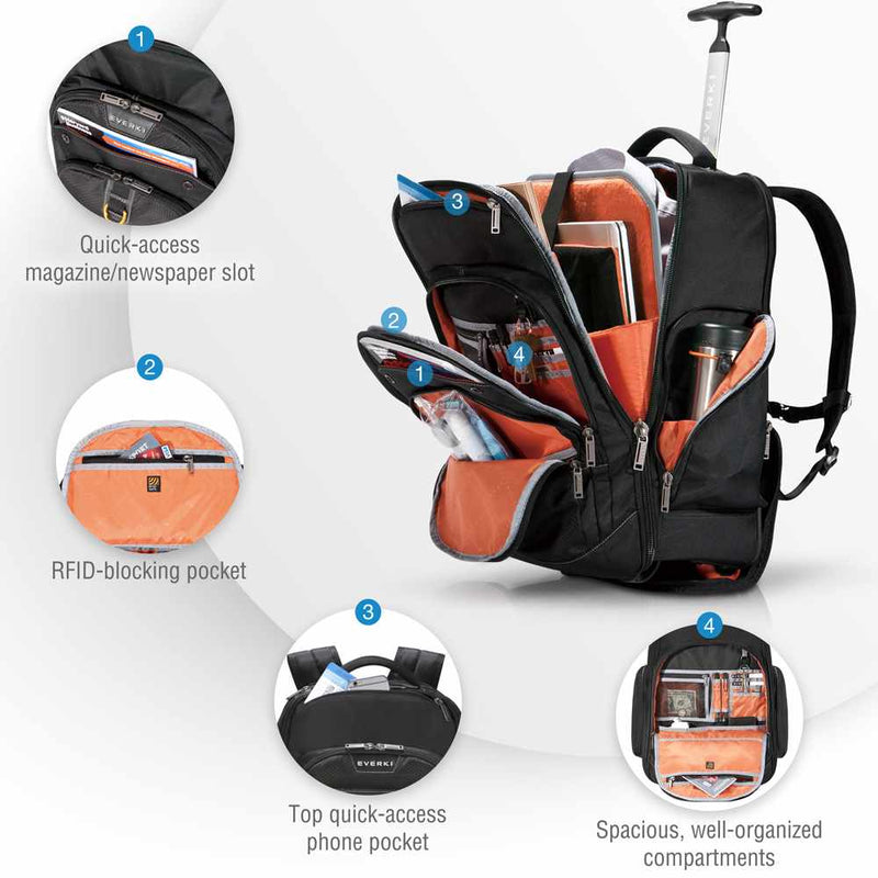 EKP122 Atlas Wheeled Laptop Backpack 13- 17.3 inch Black