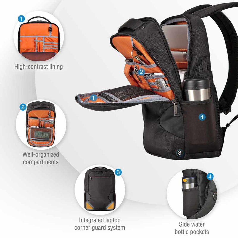 EKP118 Studio Slim Laptop Backpack up to 14.1/Mac 15 inch Black