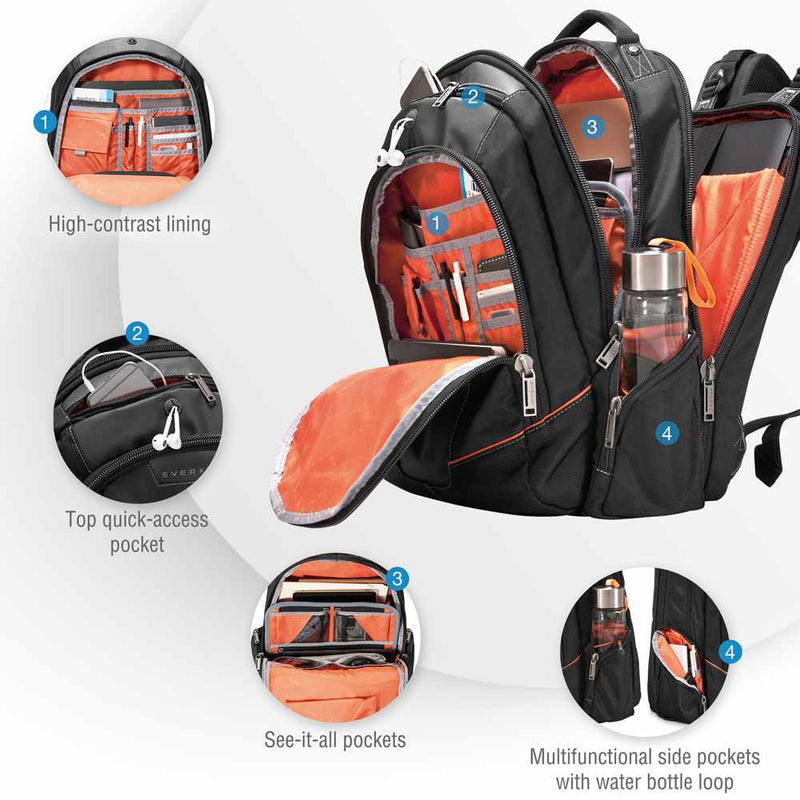 EKP119 Flight Checkpoint Friendly Laptop Backpack 16 inch Black