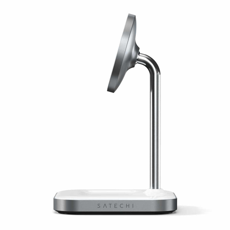 STWMCS2M Aluminum 2-in-1 Magnetic Qi Wireless Charging Stand Space Gray